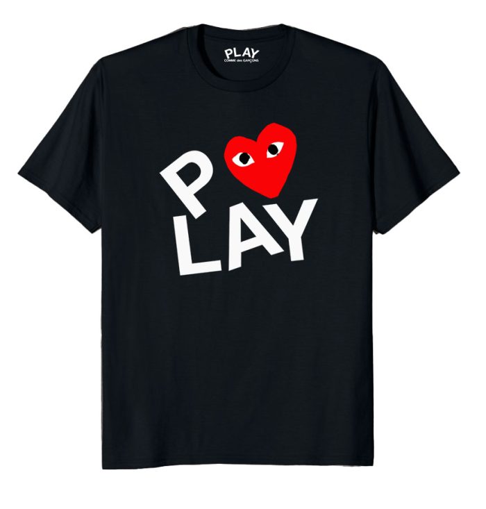 CDG T-Shirt Black Double Heart Screenprint black